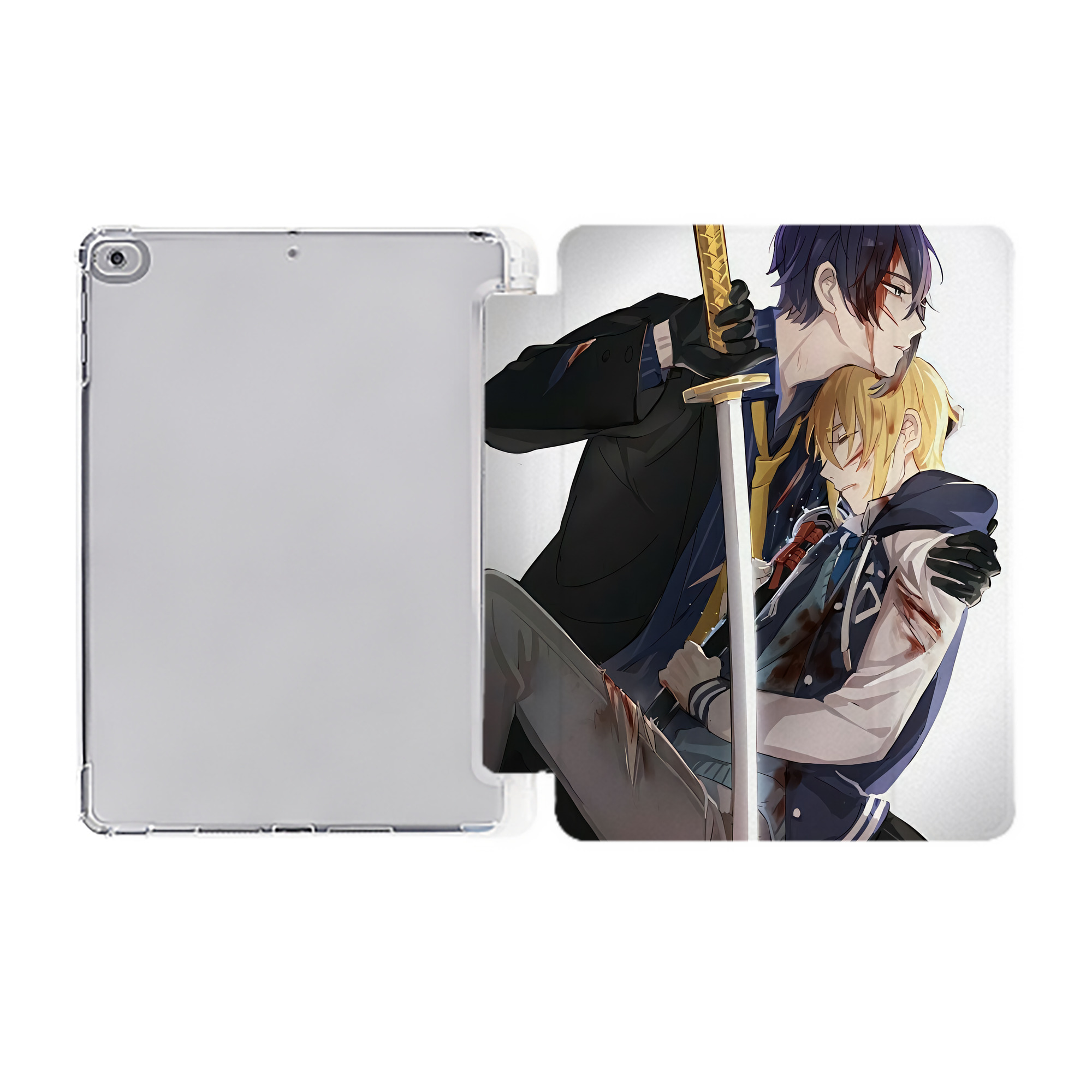 （画像用） 刀剣乱舞 Touken Ranbu IPad ケース ペン収納付き 三つ折りスタンド PUレザー×シリコン 対応機種9.5/10.5/10.9インチ